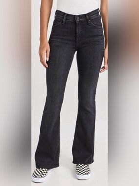 MOTHER The Weekender Deep End Black Flare Jeans Black Size 27